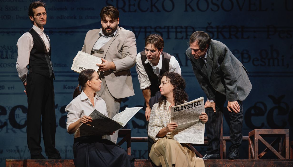 Matija Rupel, Maja Poljanec, Jakob Šfiligoj, Borut Petrović, Urška Taufer, Peter Harl &copy;SNG Nova Gorica/Guido Mencari